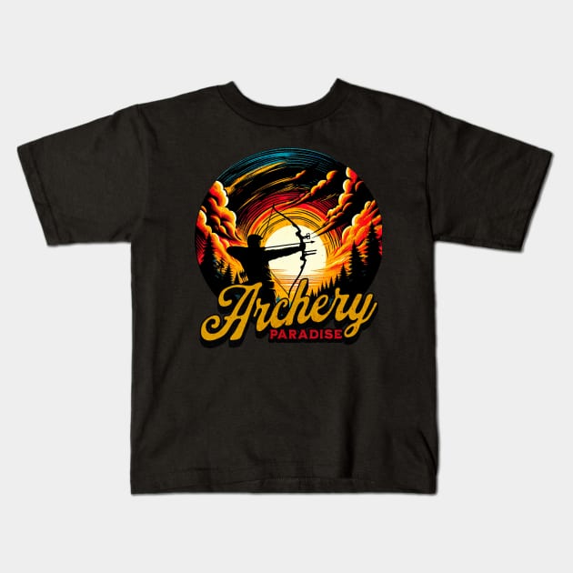 Archery Paradise Design Kids T-Shirt by Miami Neon Designs